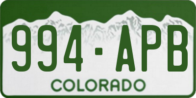 CO license plate 994APB