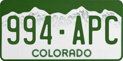 CO license plate 994APC