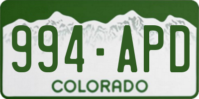 CO license plate 994APD