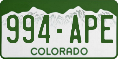 CO license plate 994APE