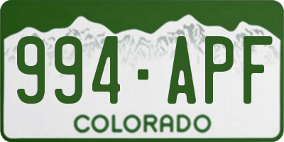 CO license plate 994APF