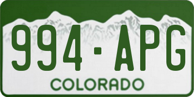 CO license plate 994APG