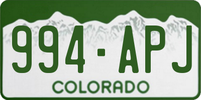 CO license plate 994APJ