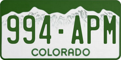 CO license plate 994APM