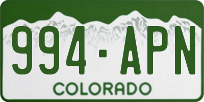 CO license plate 994APN