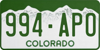 CO license plate 994APO