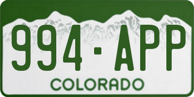 CO license plate 994APP