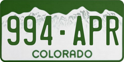 CO license plate 994APR