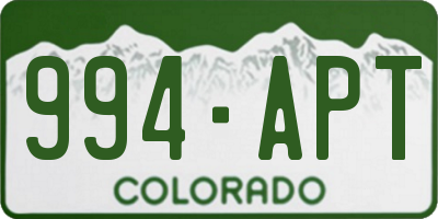 CO license plate 994APT