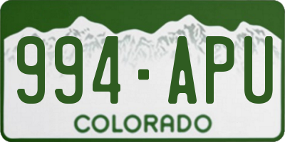 CO license plate 994APU