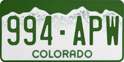 CO license plate 994APW