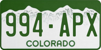 CO license plate 994APX