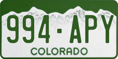 CO license plate 994APY