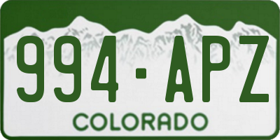 CO license plate 994APZ