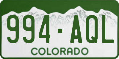 CO license plate 994AQL