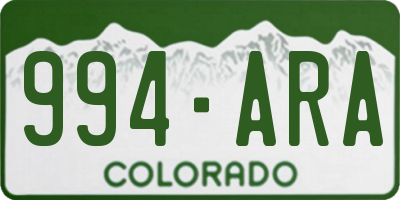 CO license plate 994ARA