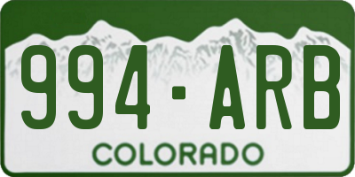 CO license plate 994ARB