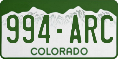 CO license plate 994ARC