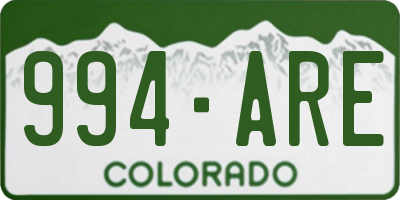 CO license plate 994ARE