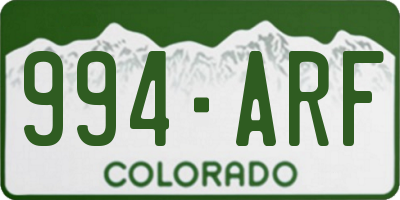 CO license plate 994ARF