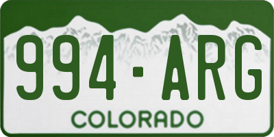 CO license plate 994ARG