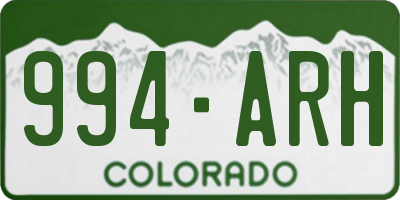 CO license plate 994ARH