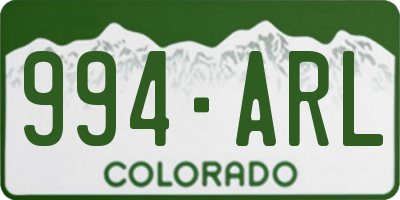 CO license plate 994ARL