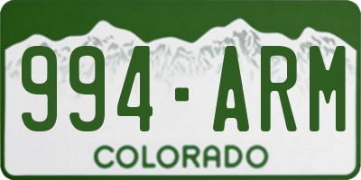 CO license plate 994ARM