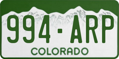 CO license plate 994ARP