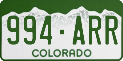 CO license plate 994ARR