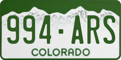 CO license plate 994ARS