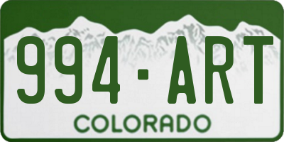 CO license plate 994ART