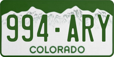 CO license plate 994ARY