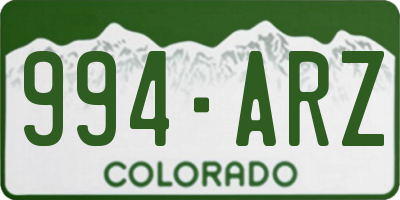 CO license plate 994ARZ