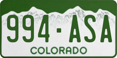 CO license plate 994ASA