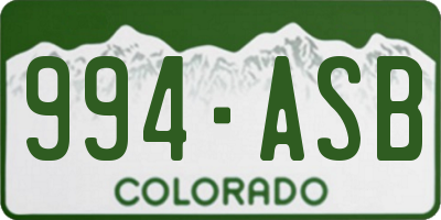 CO license plate 994ASB