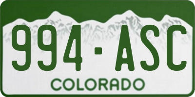 CO license plate 994ASC