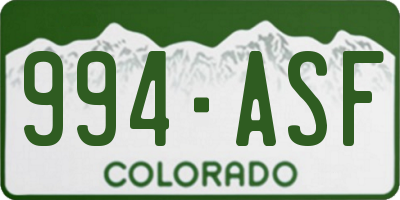 CO license plate 994ASF
