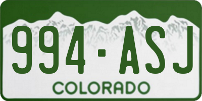 CO license plate 994ASJ