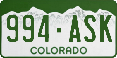 CO license plate 994ASK