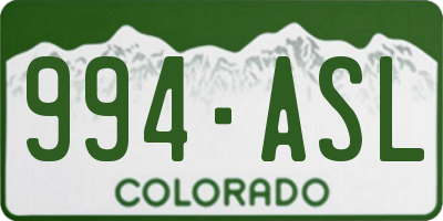 CO license plate 994ASL