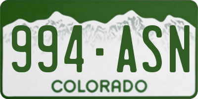 CO license plate 994ASN