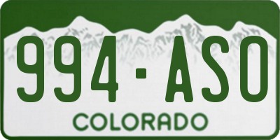 CO license plate 994ASO
