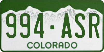 CO license plate 994ASR