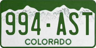 CO license plate 994AST