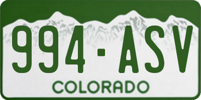 CO license plate 994ASV