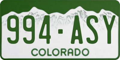 CO license plate 994ASY