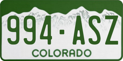 CO license plate 994ASZ