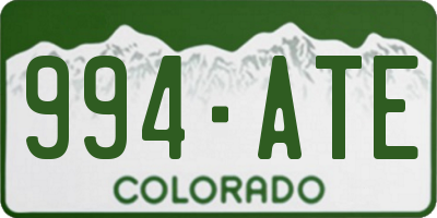 CO license plate 994ATE