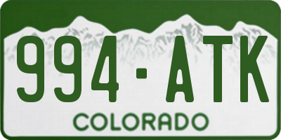 CO license plate 994ATK